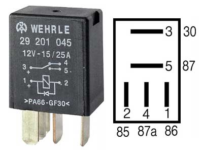 MIKRORELE WEHRLE 12V 15/ 25A DIODILLA