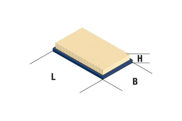 Litteä ilmansuodatin 122 x 109 x 20 mm