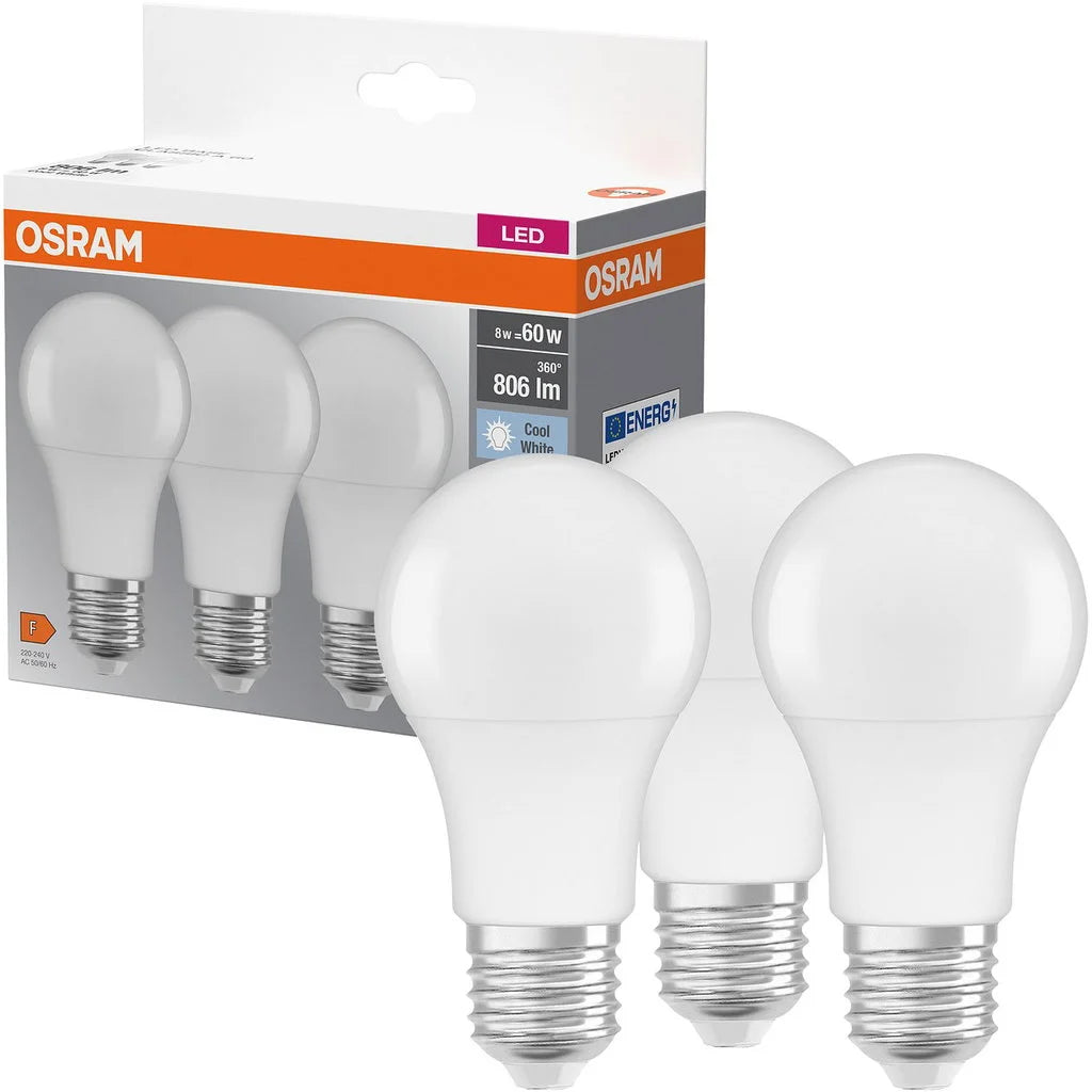 LED LAMPPU 3-PACK CLA60 8,5W/840 230VFR E27 FS3 40