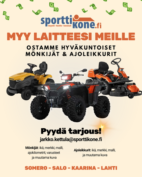Myy käytetty mönkijäsi tai ajoleikkurisi meille!