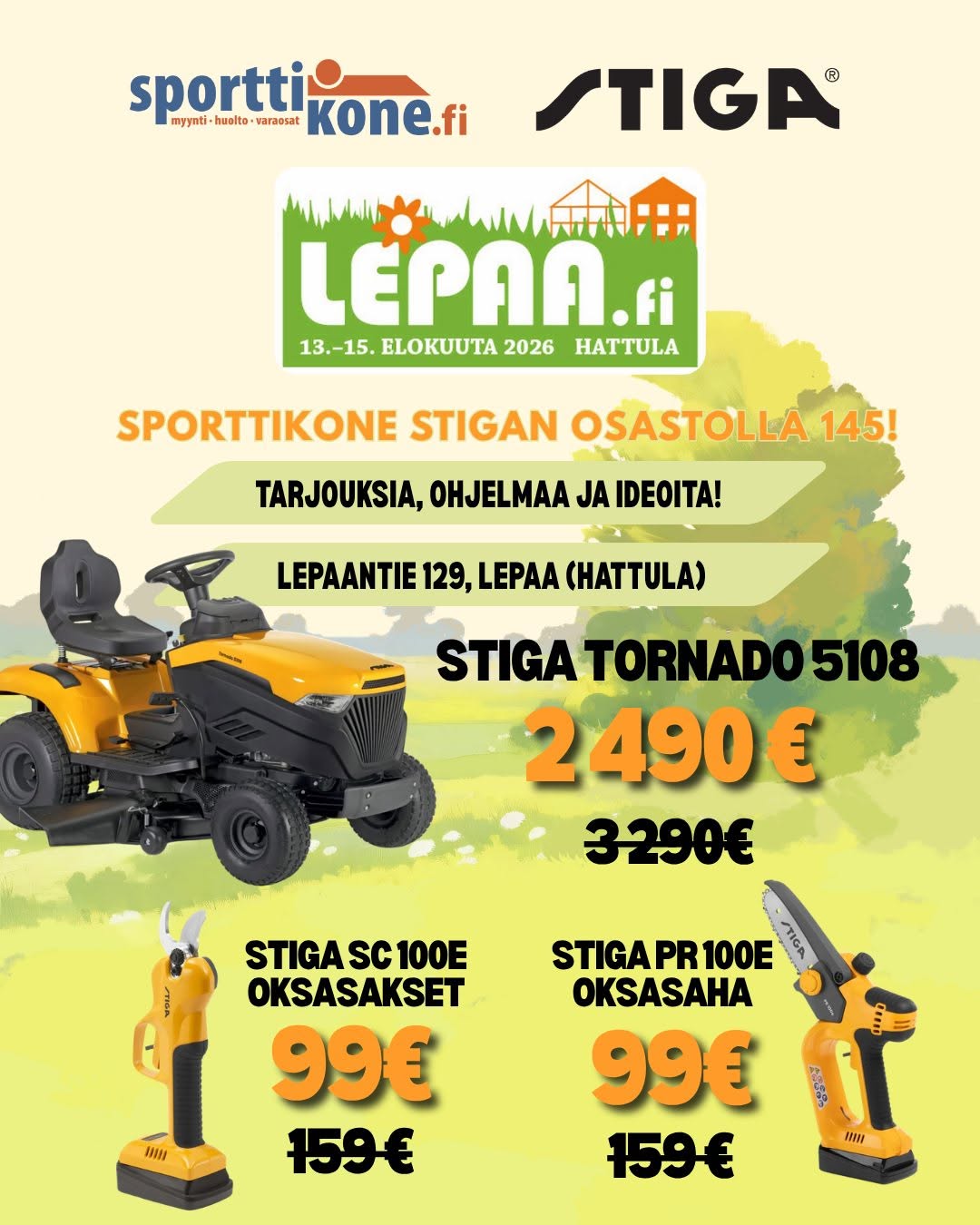 Sporttikone on mukana Lepaa-näyttelyssä 13.-15.8.2026