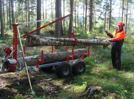 KRANMAN Metsävaunu paketti KP1120. Vaijerikuormaaja, hydrauliaggregaatti, tukijalka, TS200 saksi