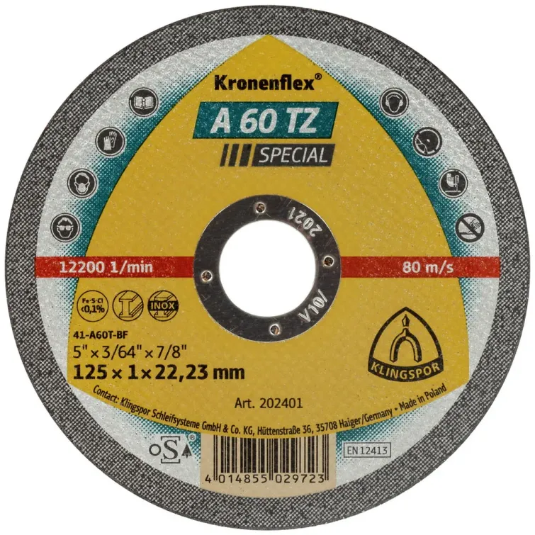 KATKAISULAIKKA 125X1,0X22,2MM A60TZ SPEC