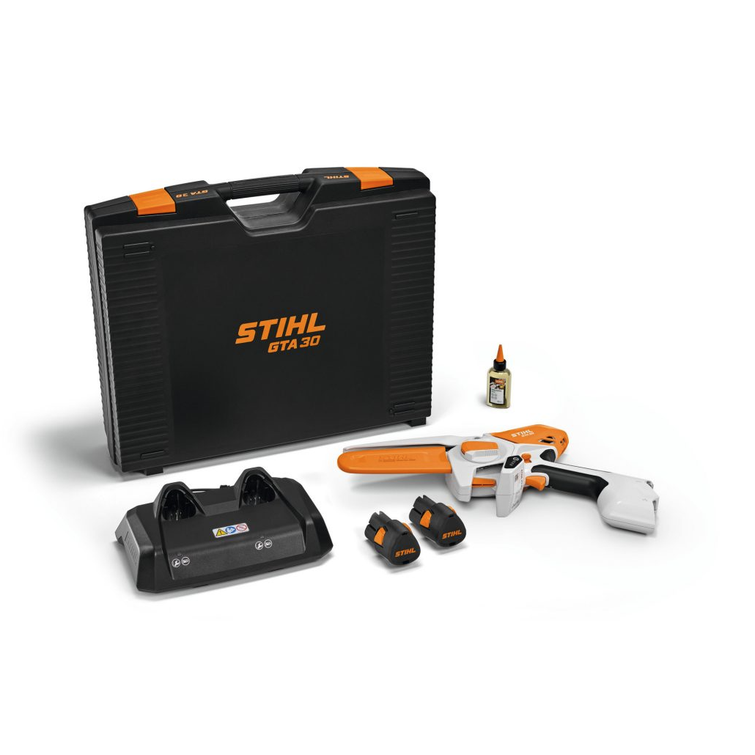 STIHL GTA 30 akkuoksasaha setti (2xAS 2 akku ja AL 5-2 laturi)