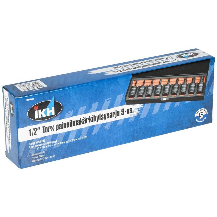 PAINEILMAKÄRKIHYLSYSARJA 1/2' TORX 9-OS. IKH6548