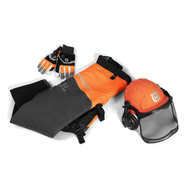 Turvavarustepaketti Hanskat, kypärä ja lahkeet